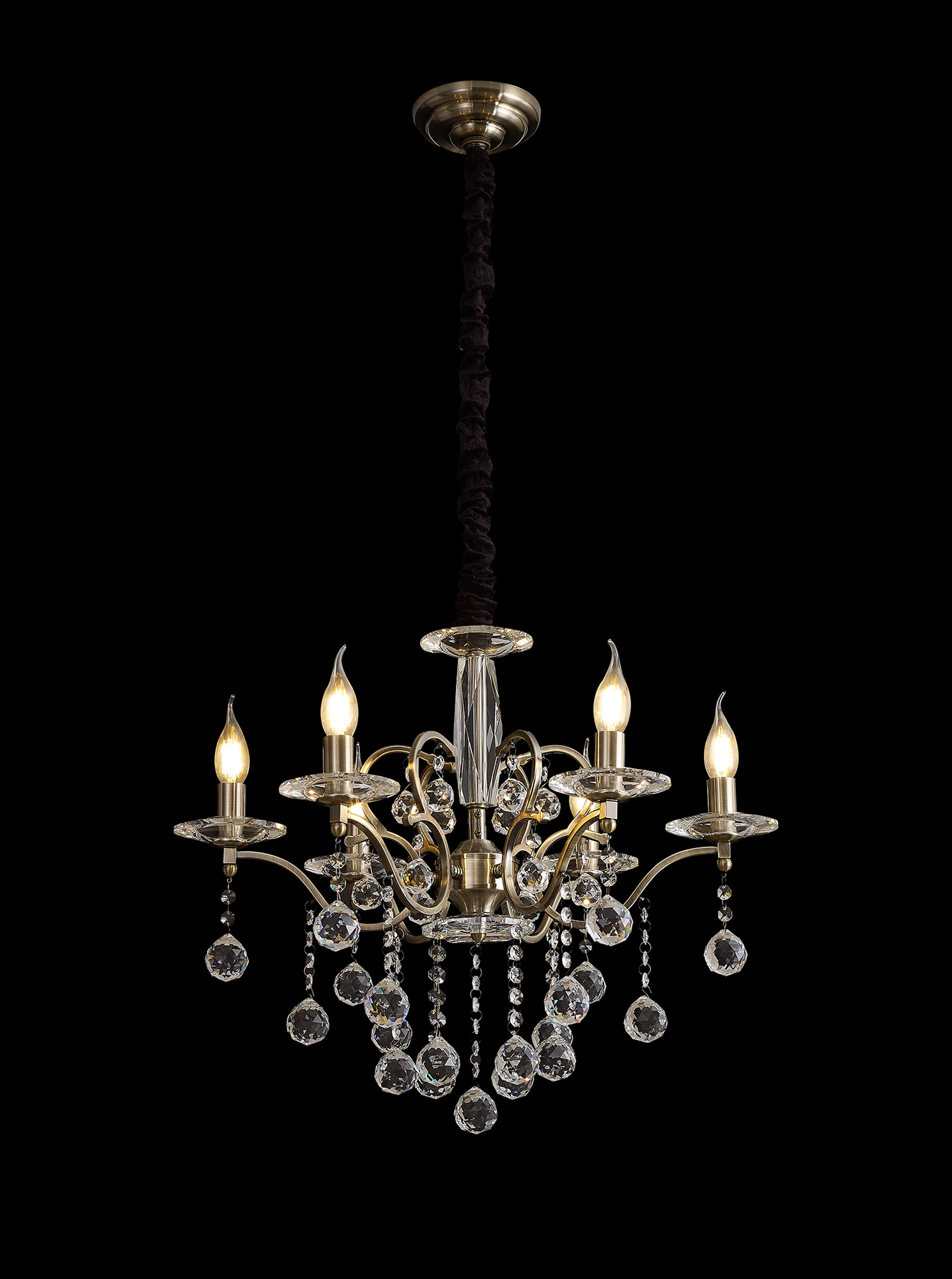 IL32126  Zinta Crystal Pendant 6 Light Antique Brass